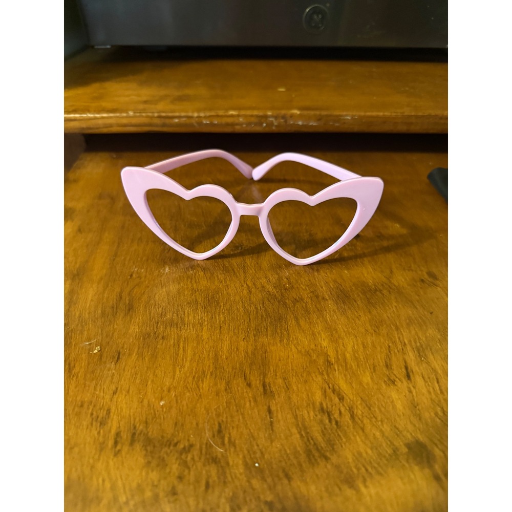Pink Heart Shaped Glasses Frames Novelty Costume Eyewear Clear Lens Retro Kitsch